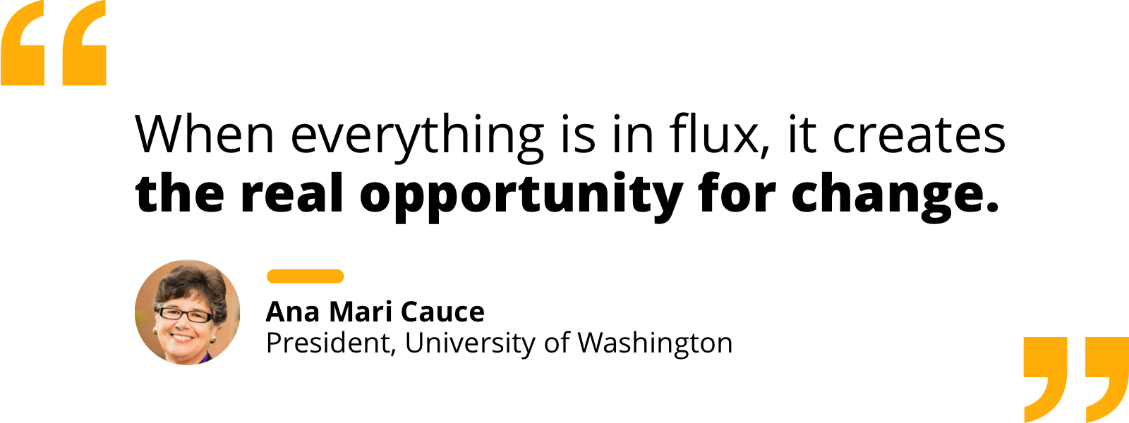 Quote by Ana Marie Cauce: ”When everything is in flux, it creates the real opportunity for change."