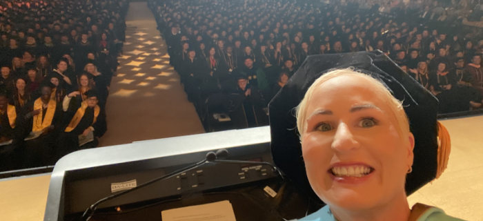 Bridget Burns' selfie with the UCF Graduating class of 2023.